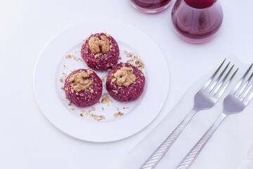 Georgian national food from beet and nuts pkhali.