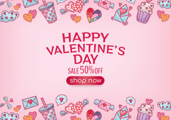 happy valentine's day banner design for website 