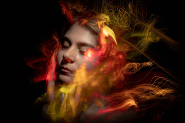 	
lightpainting portrait, new art direction, long exposure photo without photoshop, light drawing at long exposure