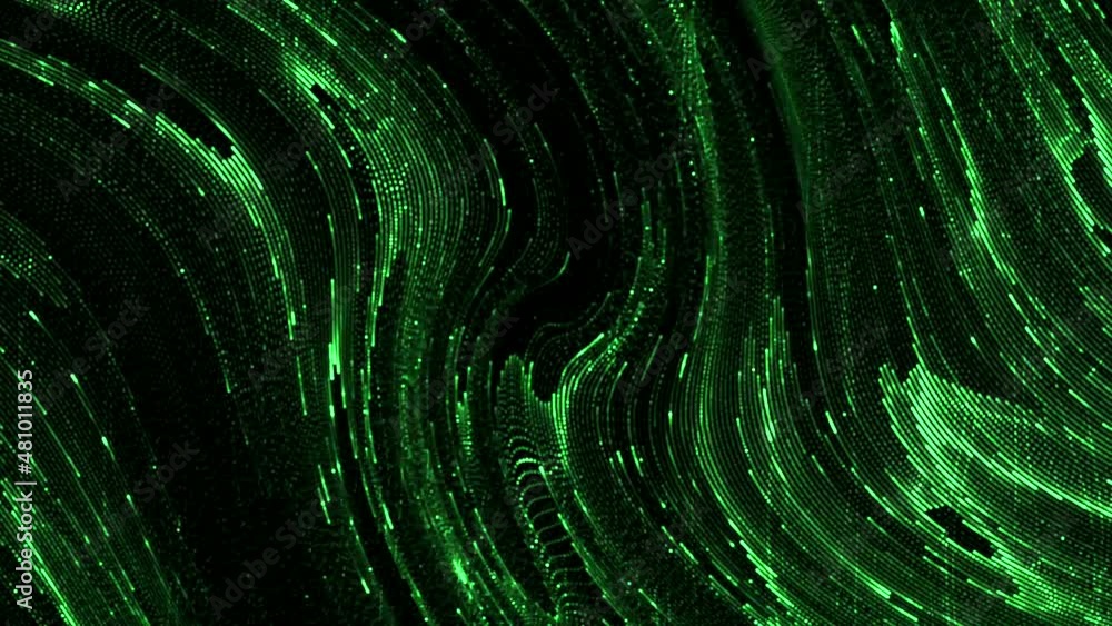 Poster flow of shiny matrix liquid. motion. beautiful streams of green cybernetic fluid. green shiny matrix