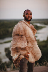 portrait of african american man in furs