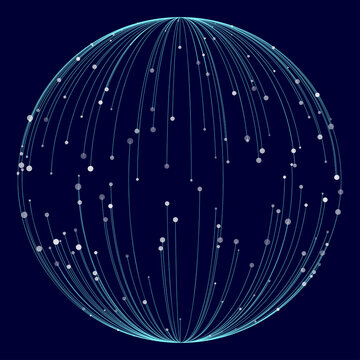 Point and curve constructed the sphere wire frame, technological abstract illustration.