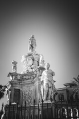 Black and White historical inner city of Palermo on Sicily in Italy in Winter