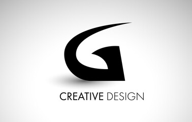 G letter Minimalist Design Logo in Black with Creative Shape Vector Icon