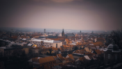 Fototapeta na wymiar Historische mittelalterliche Altstadt von Bamberg in Oberfranken in Bayern in Deutschland im Winter