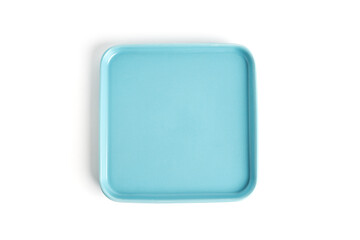 Blue plate is isolated on a white background.