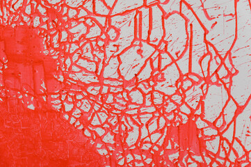 Thin red lines and splashes drawn on white background. Abstract art backdrop with brush decorative...