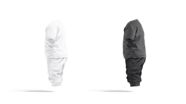 Blank black and white baby t-shirt, pants mockup, looped rotation