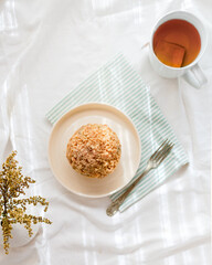cup of tea and crumble cake