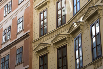 Apartment building front facade in Old Town Vienna