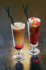 Coctails based on cold coffee on the table