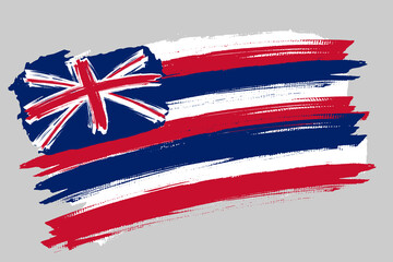 The Hawaii flag, USA. America region  banner brush style. Horizontal vector Illustration isolated on white background.  