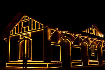 Estação ferroviária com luzes de natal em Guararema interior de São Paulo.