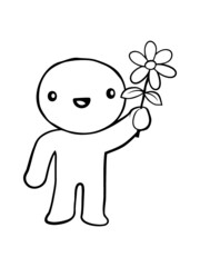 Mann zeigt Blume 