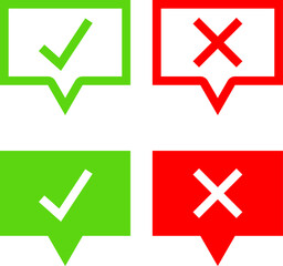 Checkmark icons. Green tick and red cross checkmarks. Check mark and X symbols.
