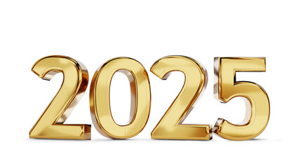 2025 golden bold letters symbol 3d-illustration