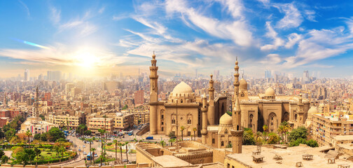 Fototapeta na wymiar Cairo Citadel view the Mosque Madrassa of Sultan Hassan, Egypt