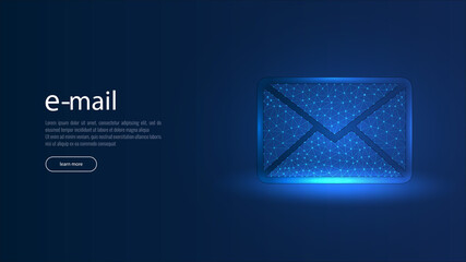 Message. Polygonal wireframe mesh with dots and stars. Mail, Letter, email or other concept illustration or background
