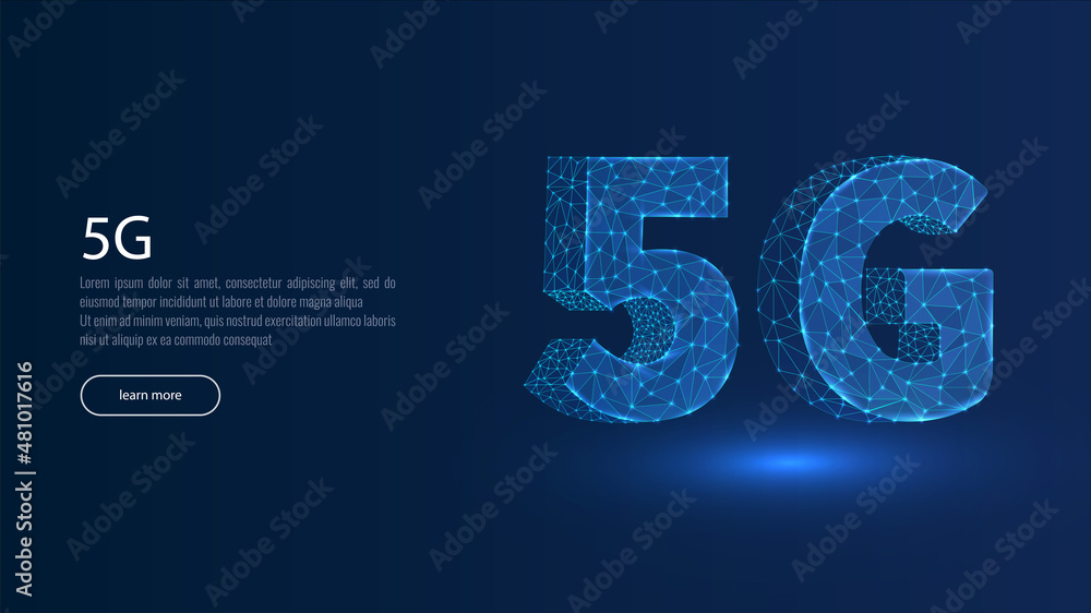 Poster 5g technology form lines, triangles and particle style design. illustration vector