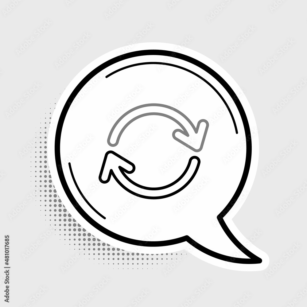 Poster line refresh icon isolated on grey background. reload symbol. rotation arrows in a circle sign. colo