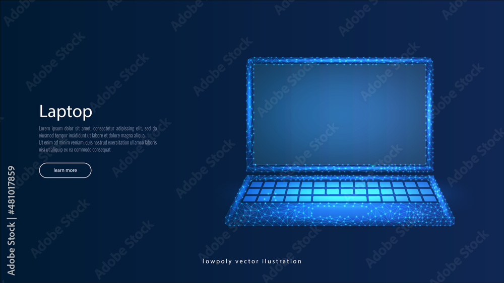 Aufkleber laptop with technology icons from lines, triangles and particle style design. illustration vector