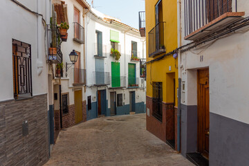 Fototapeta na wymiar Onda, Valencian Community, Spain. Empty historic street during the pandemic of Covid-19.