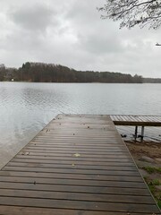 wooden pier on lake