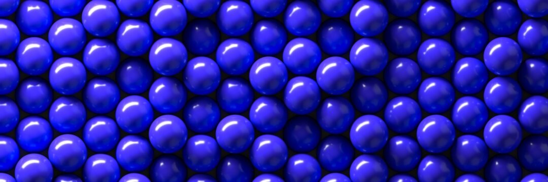 Blue spheres in the form of a pattern. Geometric structure. 3d rendering