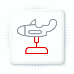 Line Swing plane on the playground icon isolated on white background. Childrens carousel with plane. Amusement icon. Colorful outline concept. Vector