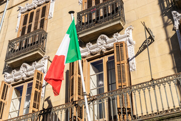Italian flag at its consulate in Pamplona