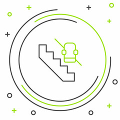 Line Disabled access elevator lift escalator icon isolated on white background. Movable mechanical chair platform for handicapped human. Colorful outline concept. Vector