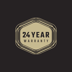 24 Year Anniversary Warranty Celebration with Golden Color for Celebration Event, Wedding, Greeting card, and Invitation Isolated on Black Background