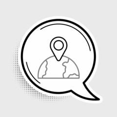 Line Location on the globe icon isolated on grey background. World or Earth sign. Colorful outline concept. Vector