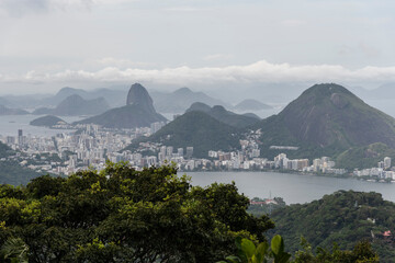 Beautiful view to rainforest and green city landscape