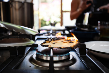 toasting tortilla