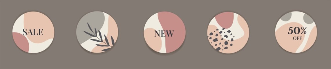 Vector set design templates icons and emblems - social media story highlight. Set of vector icons for business, scrapbooking, bullet journalling, story buttons