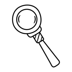 Magnifying glass icon. Hand drawn vector magnifier or loupe sign.Doodle style.Isolated on white background. Outline vector illustration.