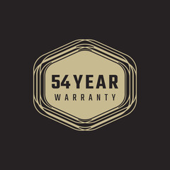 54 Year Anniversary Warranty Celebration with Golden Color for Celebration Event, Wedding, Greeting card, and Invitation Isolated on Black Background