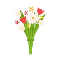 Cute flower composition hand drawn in cartoon style. Vector illustration