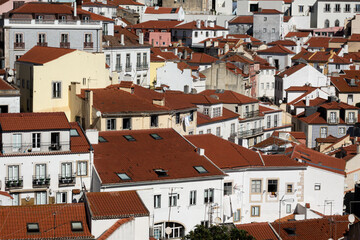 View of the rooftops of the Alfama neighbourhood in Lisbon
