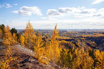 On the top of Vysokaya mountain overlooking the city. Nizhny Tagil. Sverdlovsk region. Russia