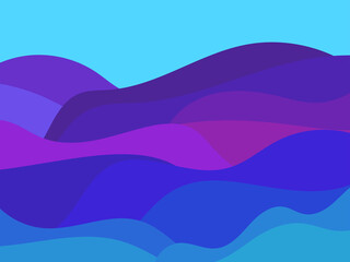 Night wavy landscape in a minimalist style. Boho typography decor for prints, posters and interior designs. Mid-century modern decor. Vector illustration