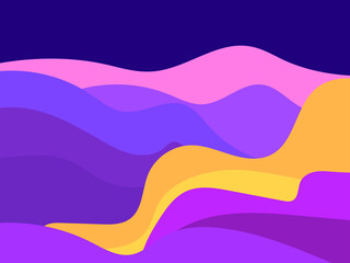 Night wavy landscape in a minimalist style. Boho typography decor for prints, posters and interior designs. Mid-century modern decor. Vector illustration