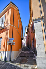 A street among the characteristic houses of Montecalvo Irpino, a village in the mountains in the...