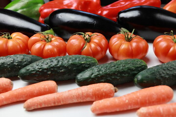 Healthy food, vegetables on a white background