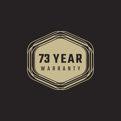 73 Year Anniversary Warranty Celebration with Golden Color for Celebration Event, Wedding, Greeting card, and Invitation Isolated on Black Background
