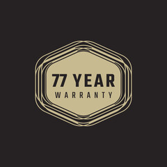 77 Year Anniversary Warranty Celebration with Golden Color for Celebration Event, Wedding, Greeting card, and Invitation Isolated on Black Background