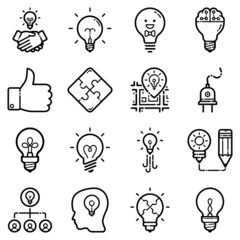 Idea Flat Icon Set Isolated On White Background