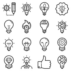 Idea Flat Icon Set Isolated On White Background