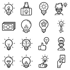 Idea Flat Icon Set Isolated On White Background